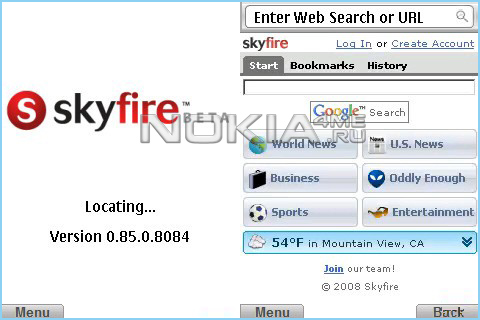 Skyfire v0.85 -   Symbian OS9
