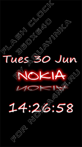 NOKIA RED - Flash Clock For NOKIA 5800 / N97 / 5530